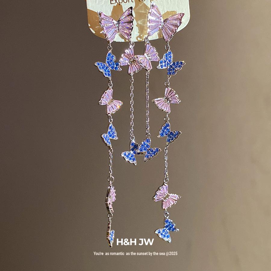 Zircon Butterfly Tassel Earrings Stylish Jewelry