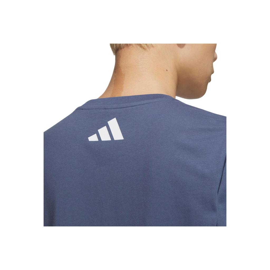 Adidas Graphic Short Sleeve T-Shirt Comfortable Versatile Casual Soft Men T-Shirts Gray Blue KB7749