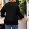 Women's Fashion Casual Colour Round Neck 3/4 Sleeve T-Shirt Top