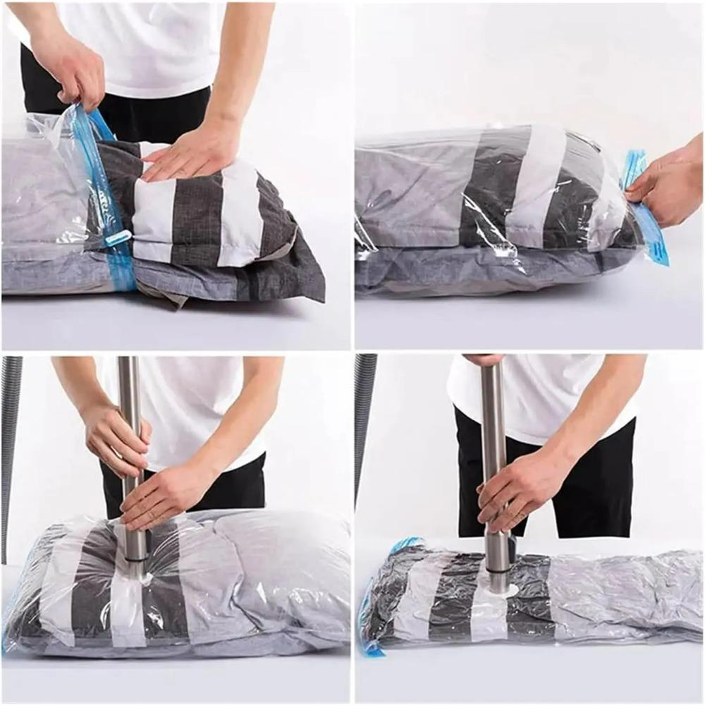 5'li Paket Vakumlu Saklama Torbaları, Yorgan ve Battaniyeler İçin Yer Tasarrufu Sağlayan Sıkıştırmalı Çantalar, Mühürleyici Giysi Seyahat Paketleme Düzenleyici