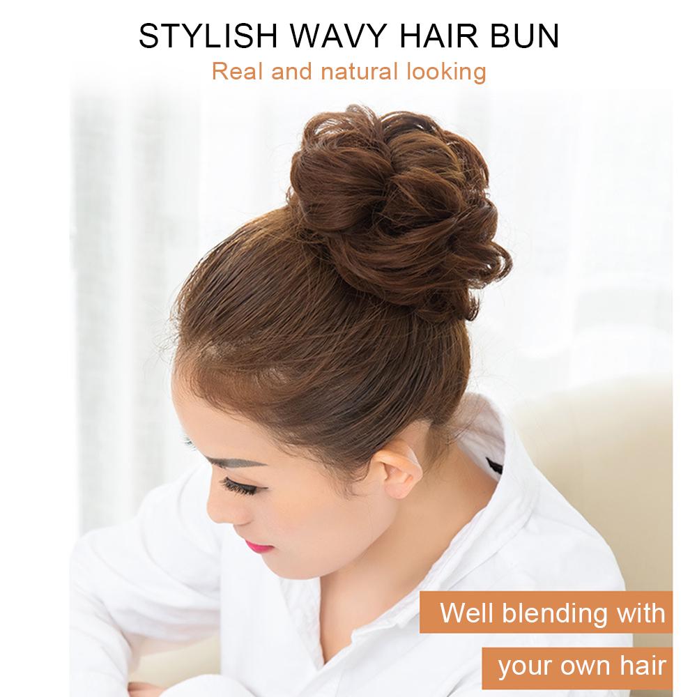Unordentlicher Haarknoten Scrunchie Haarteil Verlängerung mit Gummiband Pferdeschwanz Haarverlängerungen Hochsteckfrisur Chignon Donut Haarteil Synthetisch