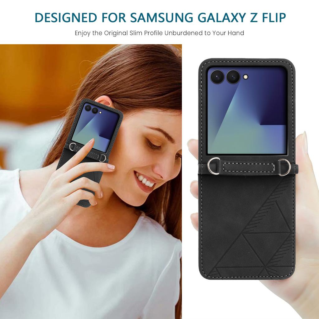 For Samsung Galaxy Z Flip7 5G Case Imprinted Design PU Leather + PC Folding Phone Cover