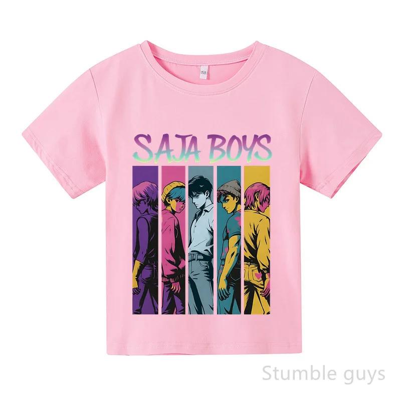 Kids Summer KPop Demon Hunters T-shirt Huntrix Anime Tshirt Boys Clothes Girls