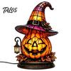 Spooky Desk Lamp Gothic Witch Hat Night Light, Warm Glow Acrylic Halloween Decorative Lamp, Vintage Holiday Party Display Home Decor for Mantel Shelf