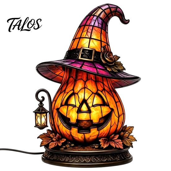 Spooky Desk Lamp Gothic Witch Hat Night Light, Warm Glow Acrylic Halloween Decorative Lamp, Vintage Holiday Party Display Home Decor for Mantel Shelf