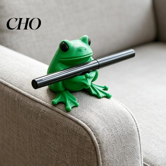 Unique Pen Stand 3D Printed Cute Frog Holder, Bright Green with Pen-Grabbing Structure, Study Table Holder Anti-Slip Desktop Organizer for Pens