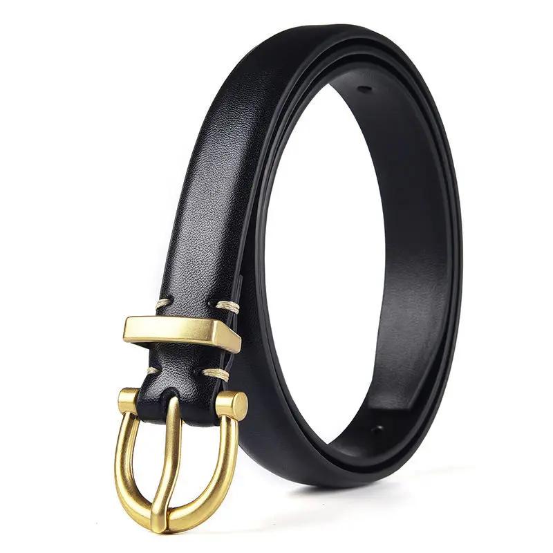 

Luxury Designer Women Belt Genuine Leather Female Fashion Metal Belt Buckle Waistband 3 Colors High Quality Trend Belt Lady New 100cm чорний