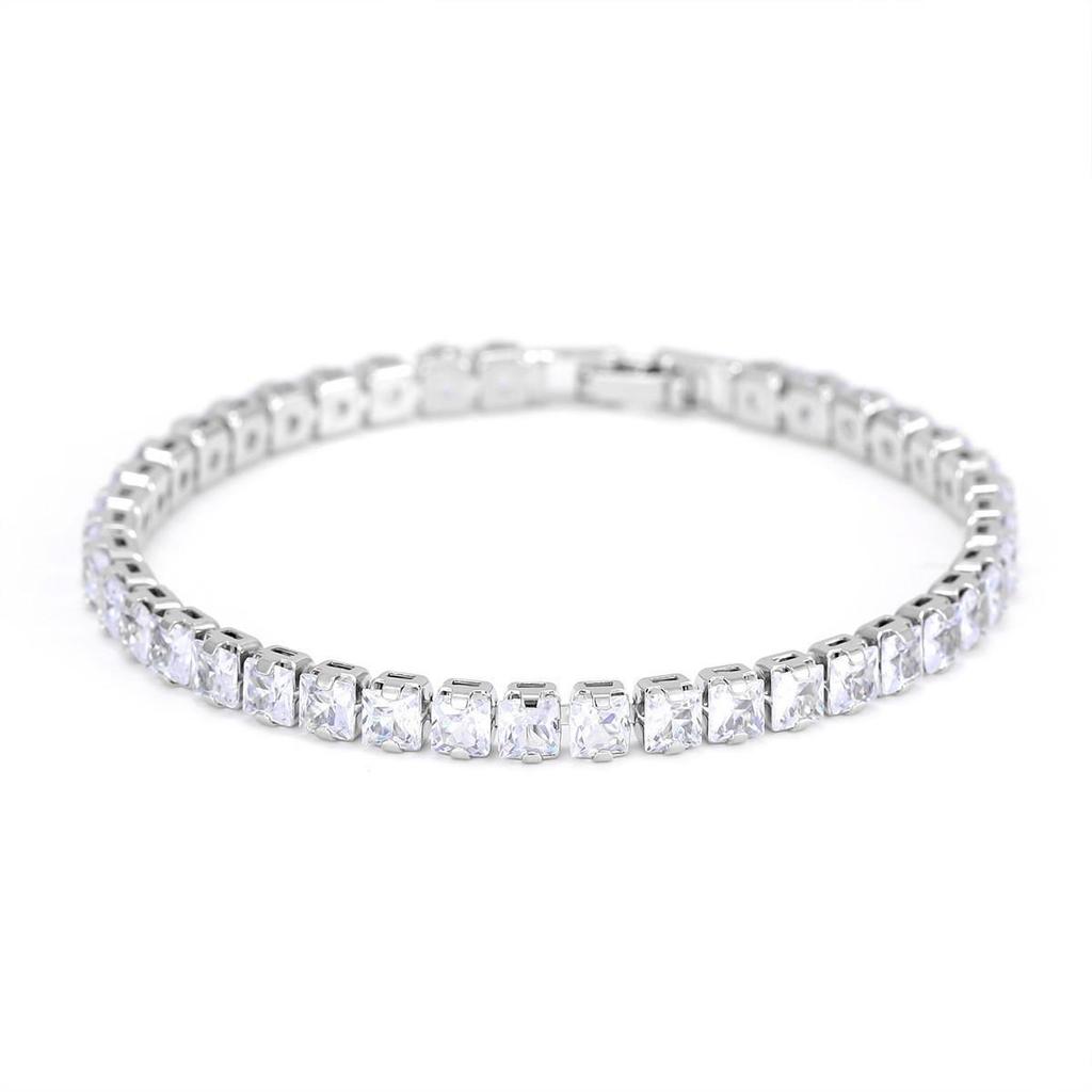 JD Voll Diamant Zirkonia Tennisarmband: Damen Leichter Luxus Galvanisiertes High-End Perlenarmband
