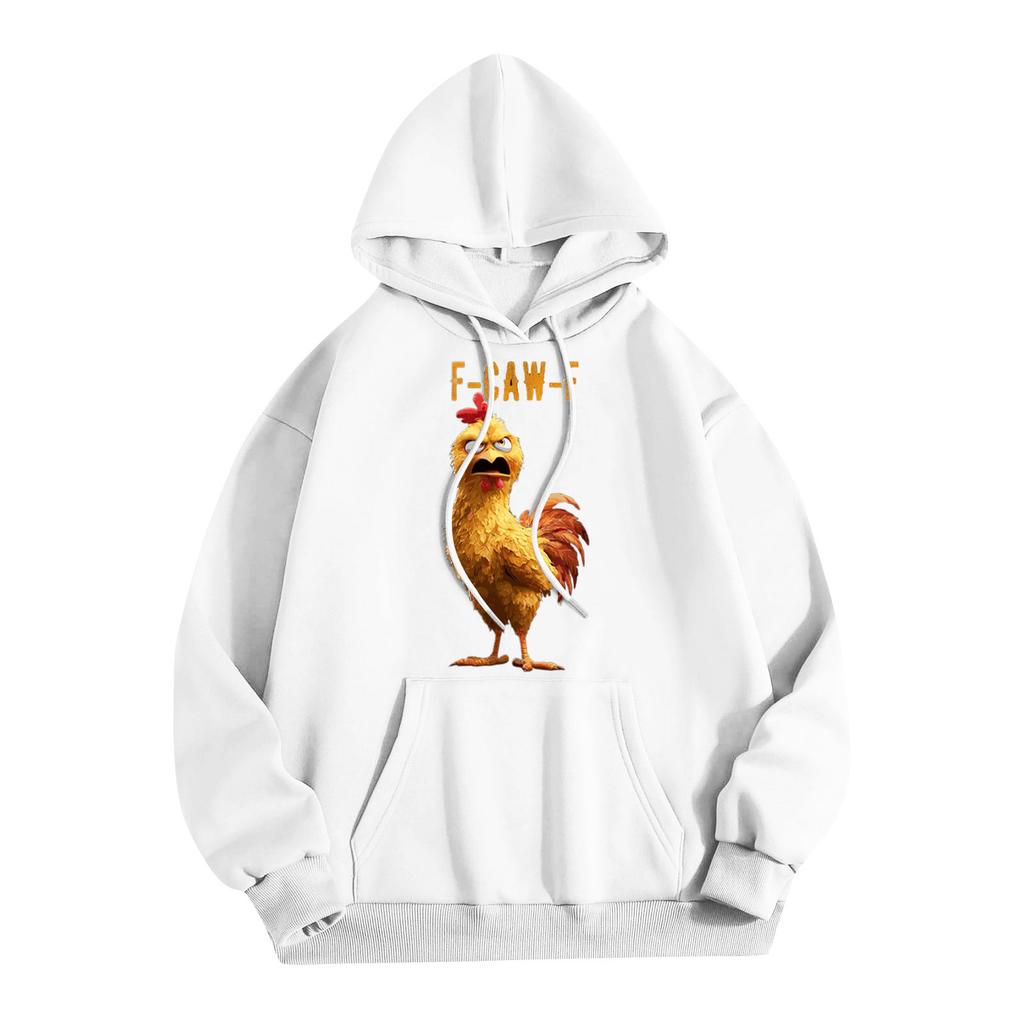 Dámský ležérní top s kulatým výstřihem a dlouhým rukávem s potiskem, mikina s kapucí