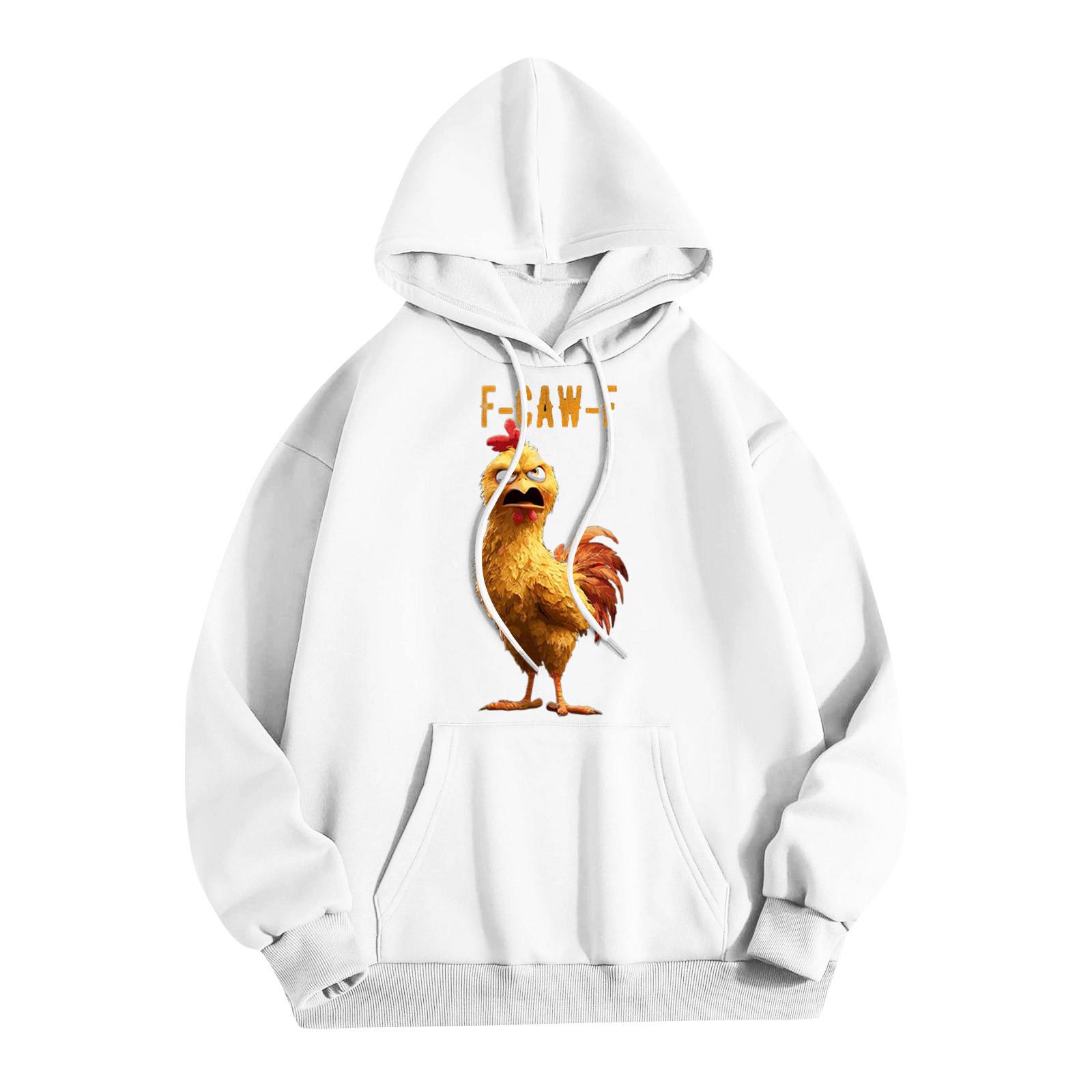 

Женская повседневная толстовка с капюшоном и круглым вырезом, длинными рукавами и принтом XL белый