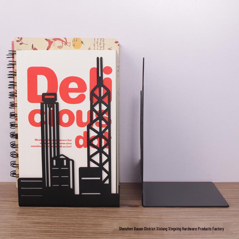 Creative Metal Bookend Set: Stylish Office Desktop Storage and Back-to-School Essential
