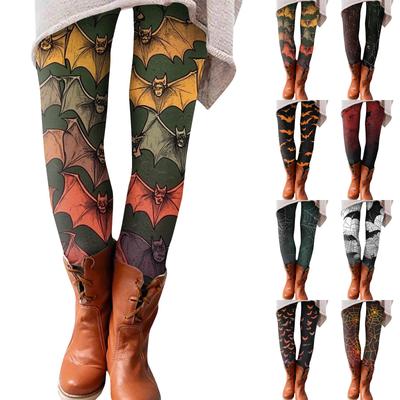 Women's Pants Halloween Printed Stretchy Soft Bottoms Casual Home Sleeping Pants