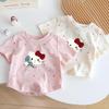 Girls Summer Short Sleeve T Shirt Cute Cartoon Polka Dot Print Breathable Casual Trendy Top