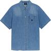 MLB Logo Short Sleeve Button Up Loose Shirt Men Shirts Blue 3ADRV0253-50BLL