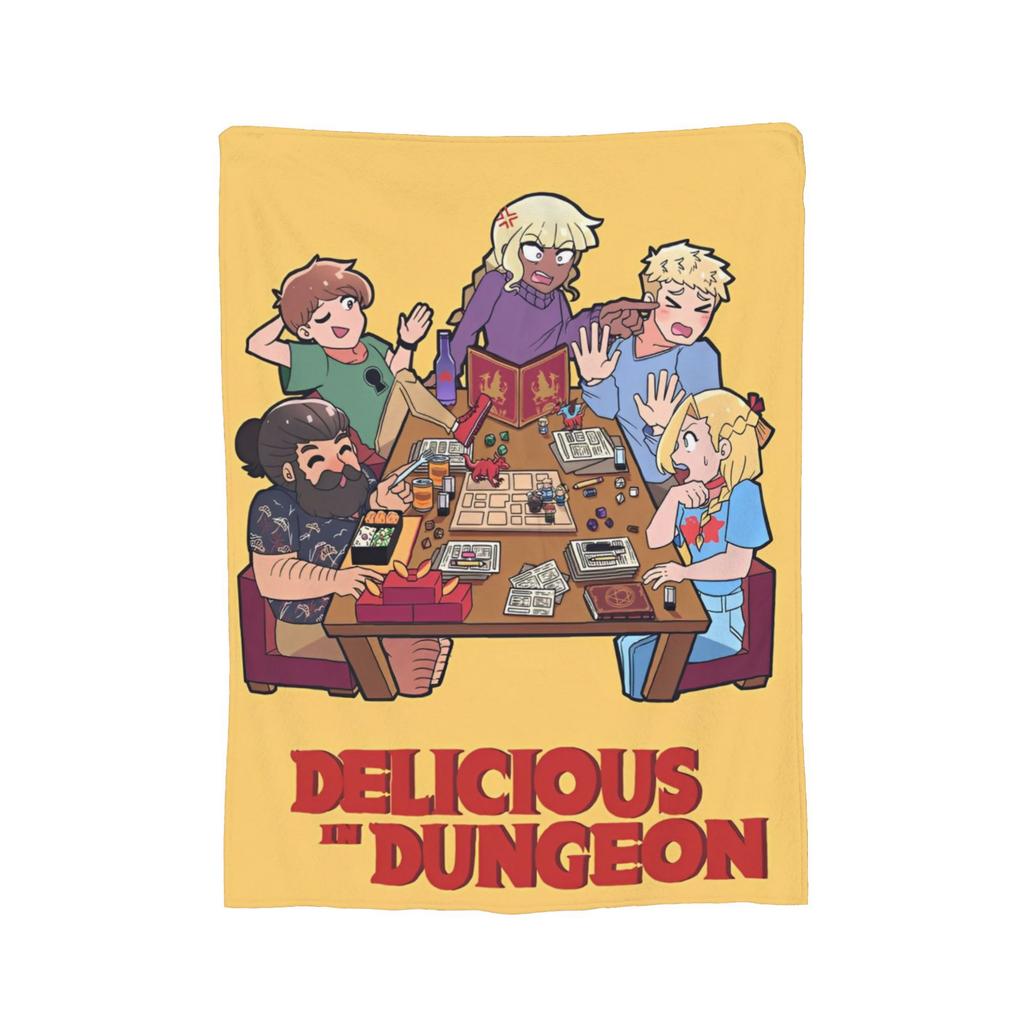 Dungeon Meshi Marcille Laios Flanelldecke Lecker im Verlies Lustige Überwurfdecke für Zuhause Hotel Sofa 200x150cm Teppichstück,