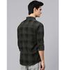 Man's Stylish Slim Fit Cotton Spread Collar Checked Casual Shirt - Dark Green