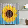 Flower Painting Printed Mildew Proof Polyester Shower Curtains Washable Waterproof Shower Curtains for Bathroom Home Decor