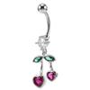 Stainless Steel Belly Button Ring Cherry Heart Design Stylish Belly Piercing Jewelry Cute Dangle Navel Jewelry