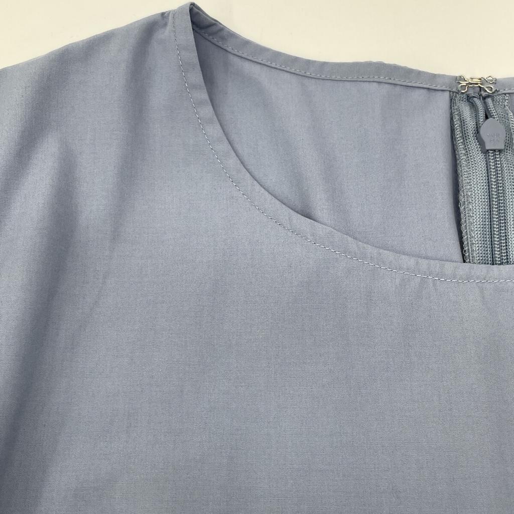 CLANE 12112-5062 Cotton Short Sleeve Wide Belt Maxi Dress Dress 1 blueUsed