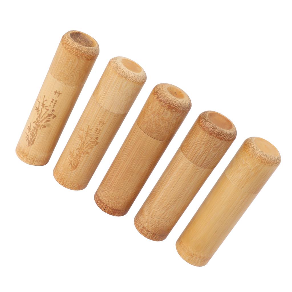 5pcs 12cm Length Travel Bamboo Tea Canister Tea Storage Container Jar for Coffee Beans Nuts 2pcs Bamboo Type 3pcs Blank