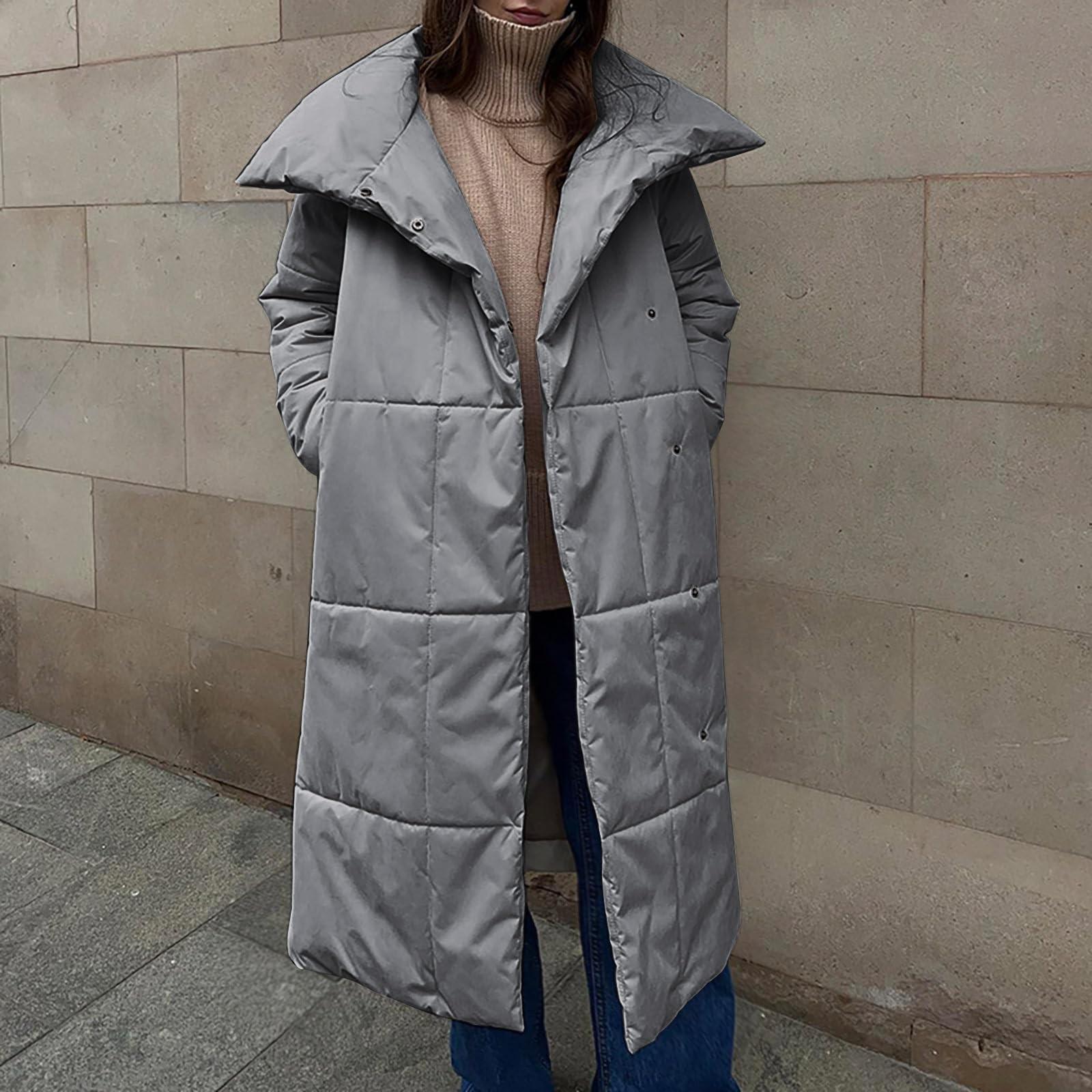 

Женское пальто, повседневная однотонная свободная длинная и теплая хлопковая куртка S