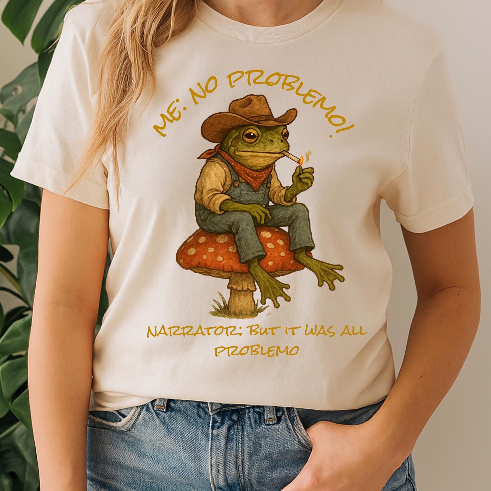 Cowboy Frog T-Shirt – Funny Meme Tee, Vintage Naturecore Graphic S