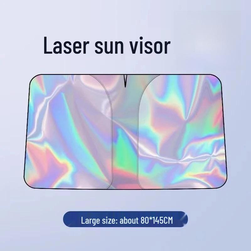 

Universal Black & Silver UV Protection Car Sunshade for Front Windshield - Heat Insulation & Light Blocking.
