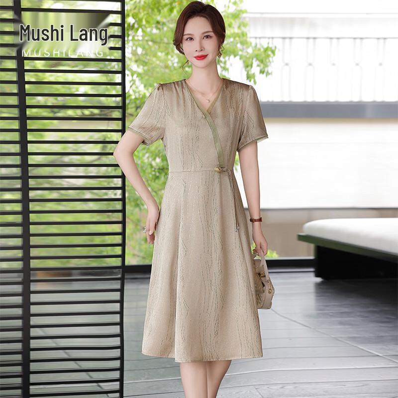 MUSHILANG New Chinese Style Mother s Chiffon Dress 38
