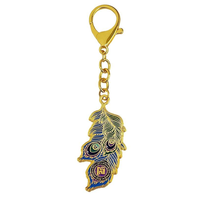 

[YISHUI] (Isui) feng shui peacock feather keychain amulet Talisman lucky charm good luck Improve your luck Good luck goods alloy