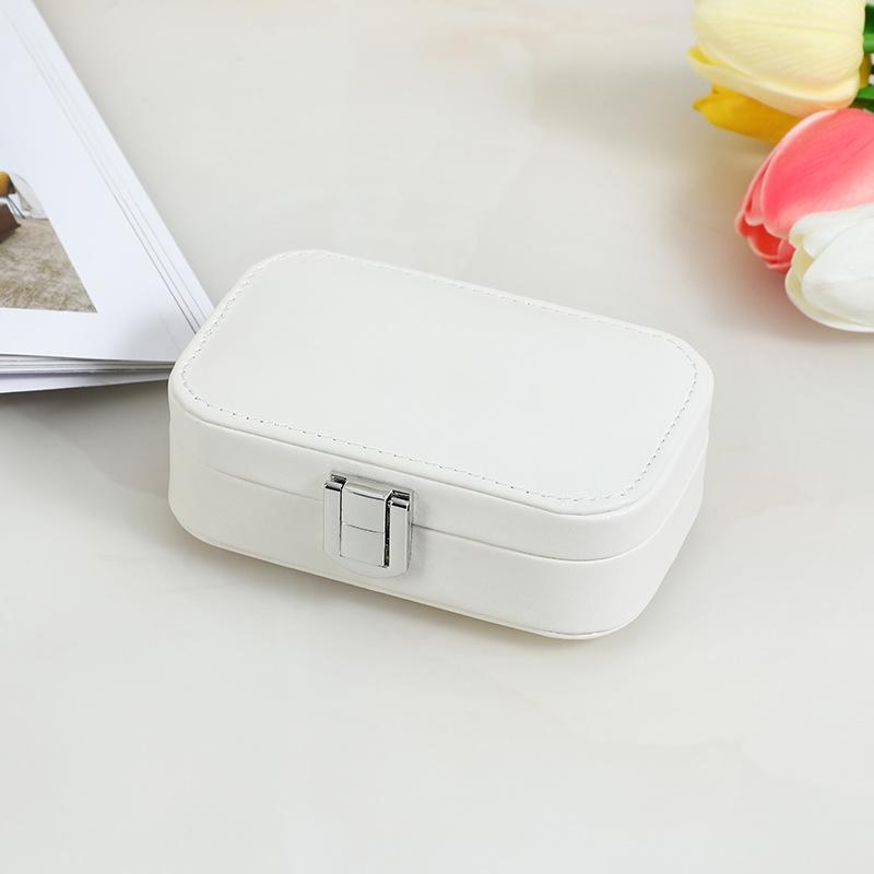 Pastel Double-layer Jewelry Storage Box for Earrings, Rings, and Necklaces - Portable PU Case