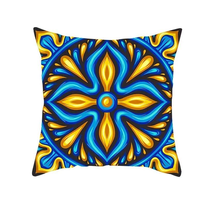 Boho Pillowcase Mystical Abstract Geometric Sofa Pillowcase Ethnic Colorful