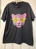 T-shirt Léopard Élégant avec Lunettes Rose Graphique Animalier Noir