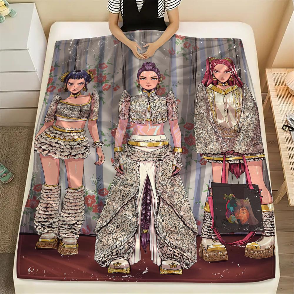 1pz Coperta in Flanella con Stampa Kpop Demon Hunters, Alta Qualità, Per Tutte le Stagioni, Decorazione per la Casa, Calore e Comfort, Perfetta per Regali di Natale