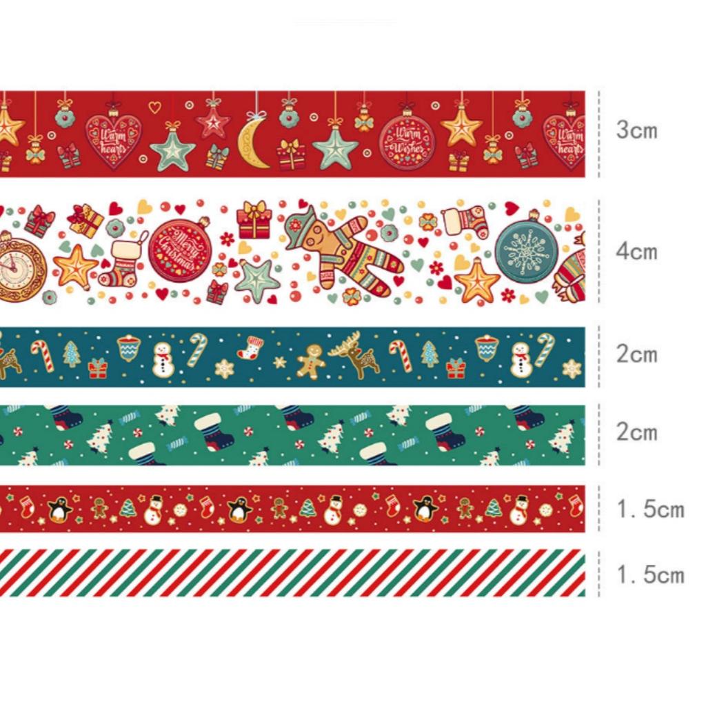 6 Pcs Creative Christmas Gifts and Paper Tape, Planner Tape, Christmas Decoration Materials, and Cute Christmas Supplies
