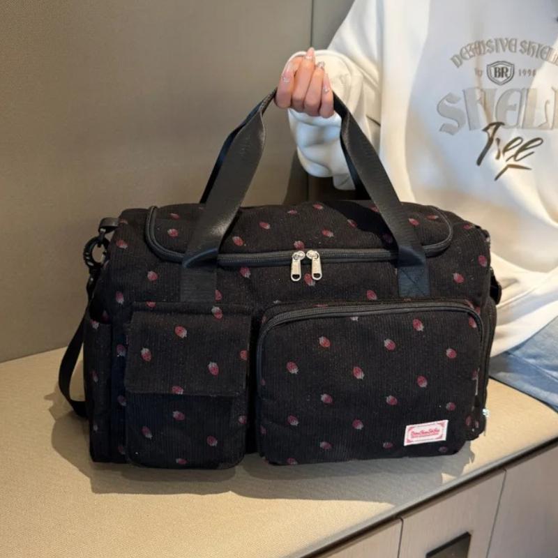 Corduroy Travel Tote Bag Large Capacity Carry On Travel Bag With Shoe Compartment Sports Fitness Bags For Women Duffle Bags