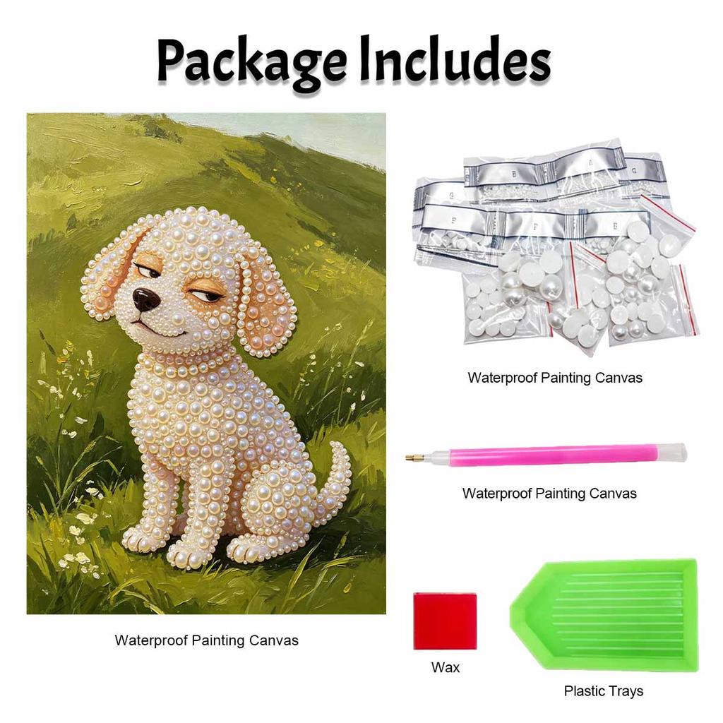 Schönes gerahmtes Perlenmalerei-Set Niedliches Hunde-Welpen-Design DIY 3D-Perlenkunst-Leinwand Kreative Wanddekoration Perfektes einzigartiges Geschenk für Erwachsene