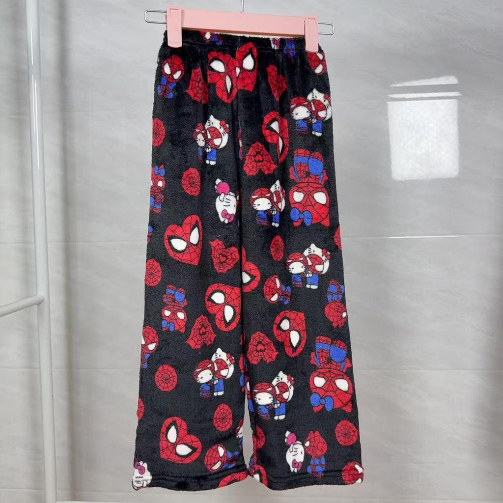 Women's Winter KT Cat Cartoon Flannel Sleep Pants - Thick, Warm, and Cozy for Home