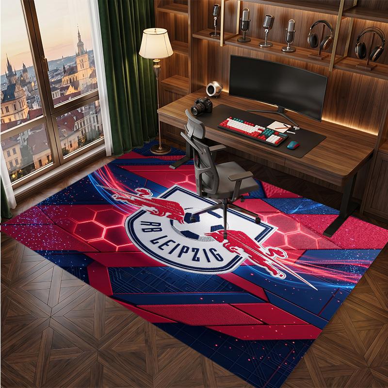 RB Leipzig Football Print Crystal Velvet Rug, Comfortable Water Absorbent Non Slip Indoor Floor Carpet