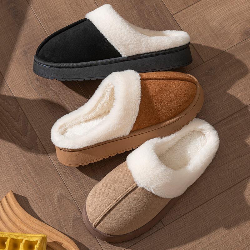 New autumn and winter cotton slippers women's home household couple indoor and outdoor warm thick-bottomed fluffy slippers men