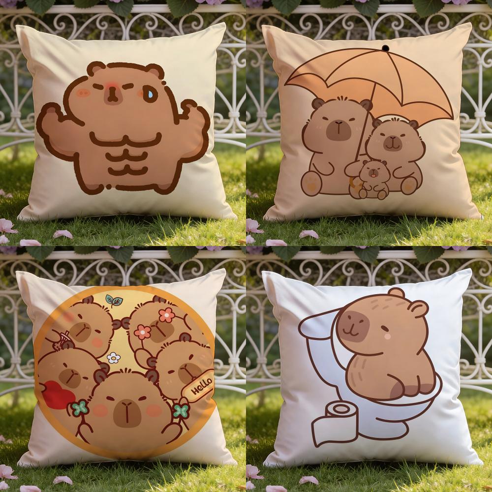 Cute C-Capybara Cushion Cover Home & Car Dual-Scene Pillow Cover: Reversible for Premium Comfort
