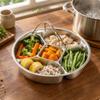 5Compartment Steaming Plate Smooth Shiny Finish Stainless Steel Flavor Separation