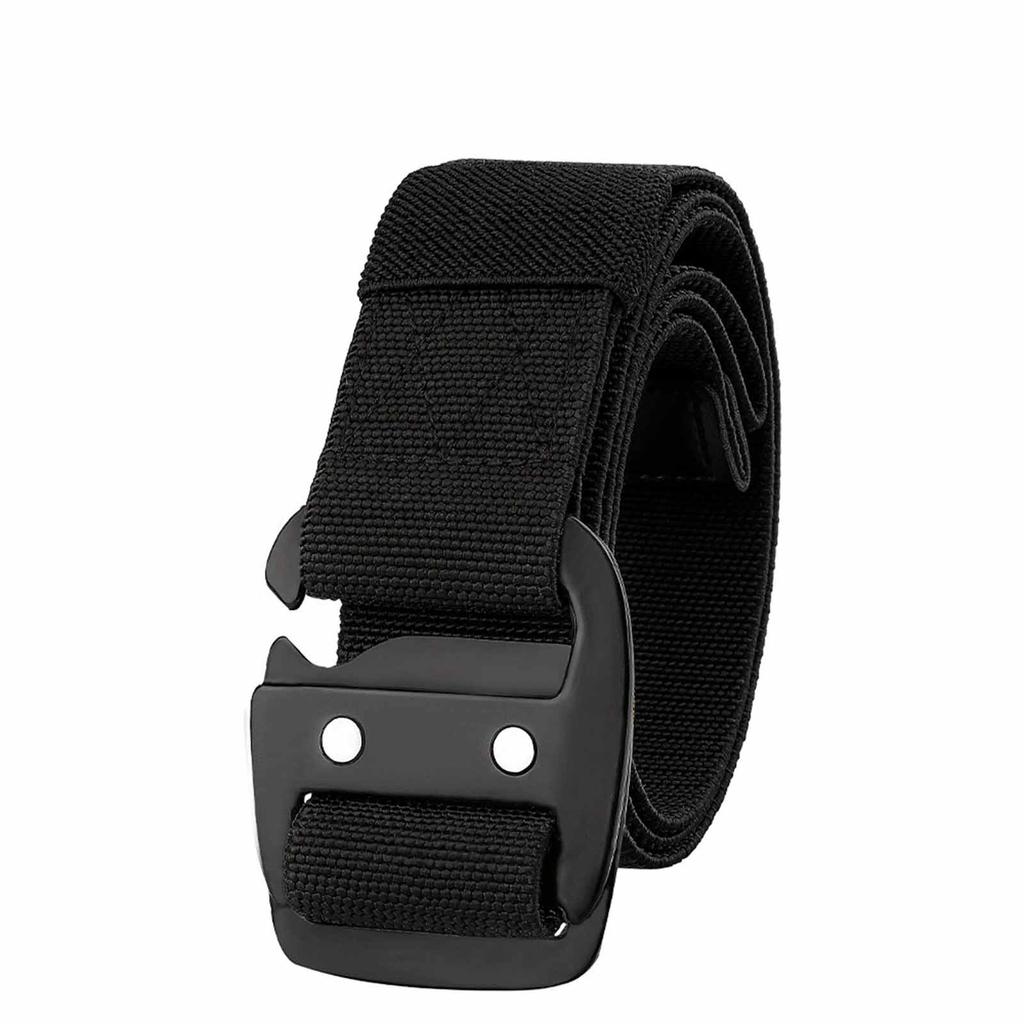 Men’s Quick-Wear Elastic  Belt – Alloy Buckle Woven Waist Belt, Convenient Outdoor Military, EDC, and Everyday Casual Belt