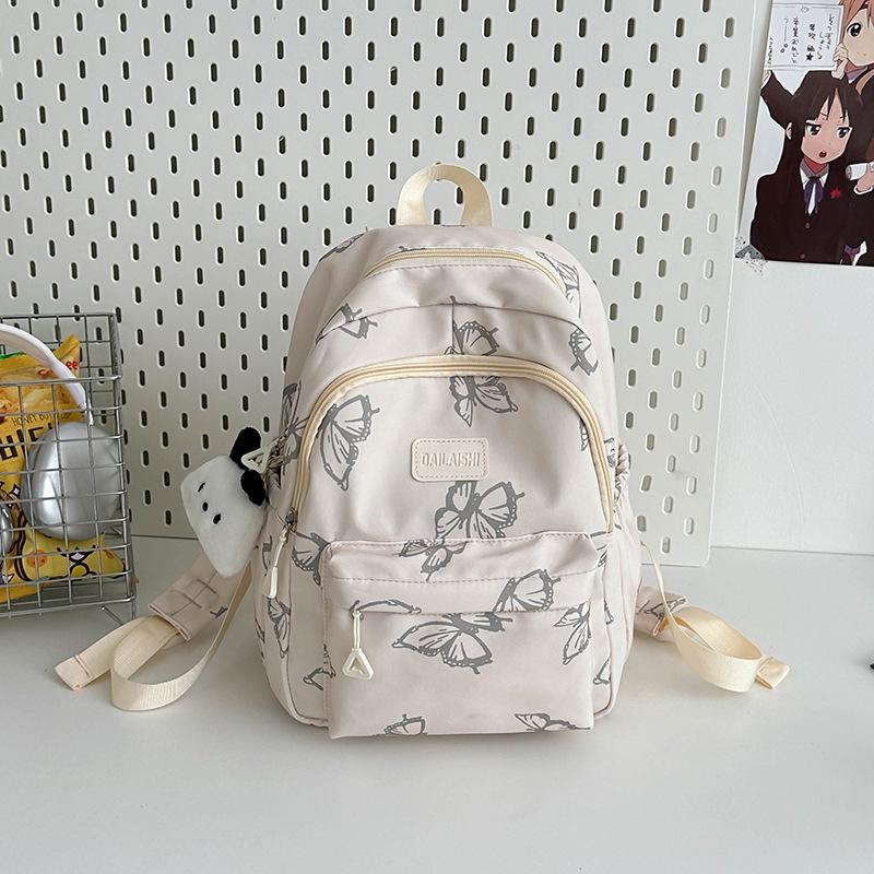 Japanese Ins Style Butterfly Backpack for Women Junior High School Girls School Bag Large Capacity Travel Light Backpack
