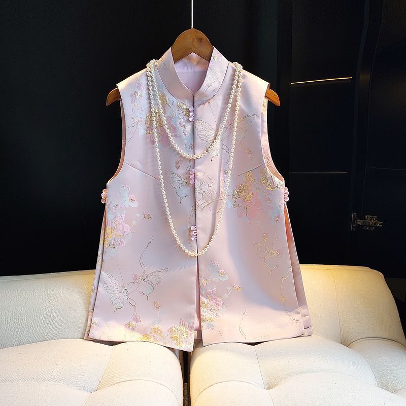 New brocade jacquard vest female spring and autumn 2025 vest original