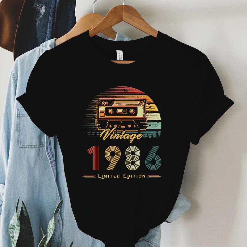 Vintage 1986 60th Birthday Print Tshirt Unisex Retro Casual Tee For Birthday Gift Daily Wear 1986 Limited Edition Tees
