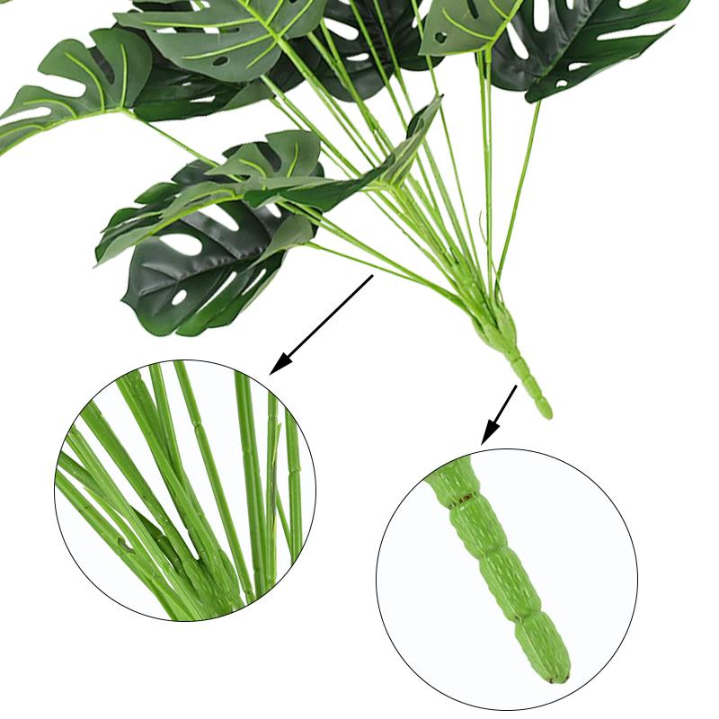 18/24 Fork Artificial Turtle Back Leaves High Grade Simulation of Fake Flowers Creative Simulation Plant Wall Potted without Flower Pot