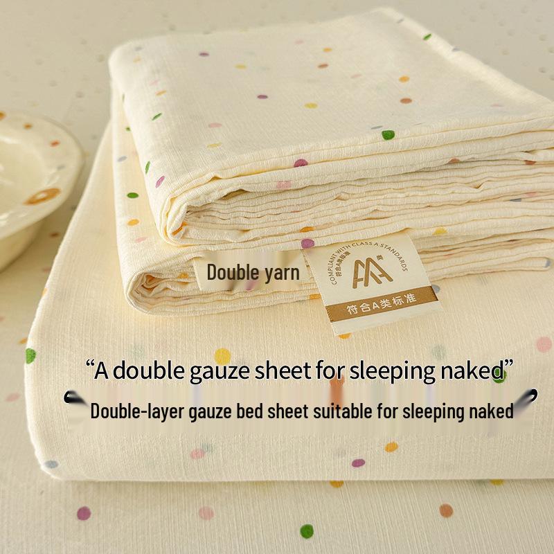 Class A Double Layer Gauze Bedding: Single Cotton Bed Sheet & Duvet Cover Set for Dorm Rooms