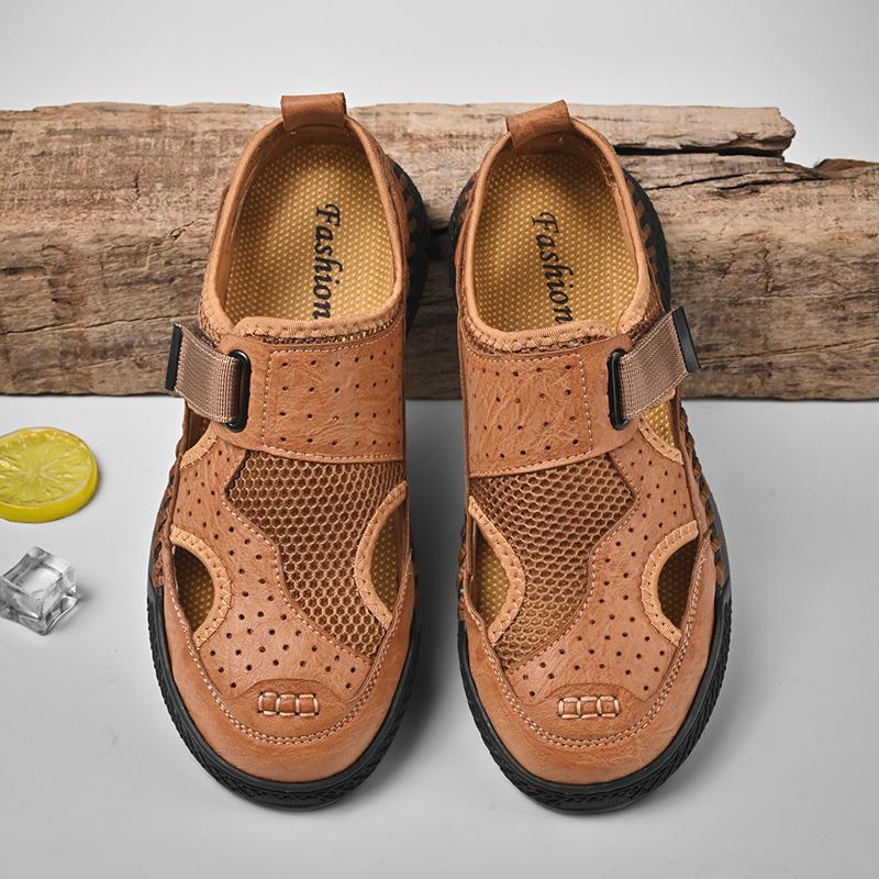 Fashion Handmade Mesh Cloth Casual Shoes for Mens Classic Men's Sandals Summer Outdoor Walking Male Sneakers Breathable Hollow Out Flats