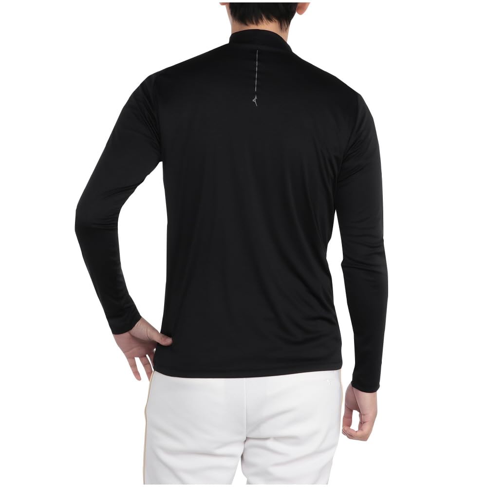 Golf Wear Layered Set Short Sleeve Half Zip Long Sleeve Mock Neck Quick Dry E2MHB501 Charcoal Gray X Black [Mizuno] UPF50+ Men's