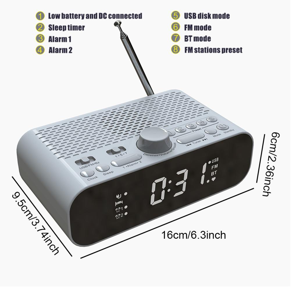 

Портативное DAB FM радио BT цифровое радио светодиодный дисплей радио на батарейках перезаряжаемое цифровое радио-будильник для дома